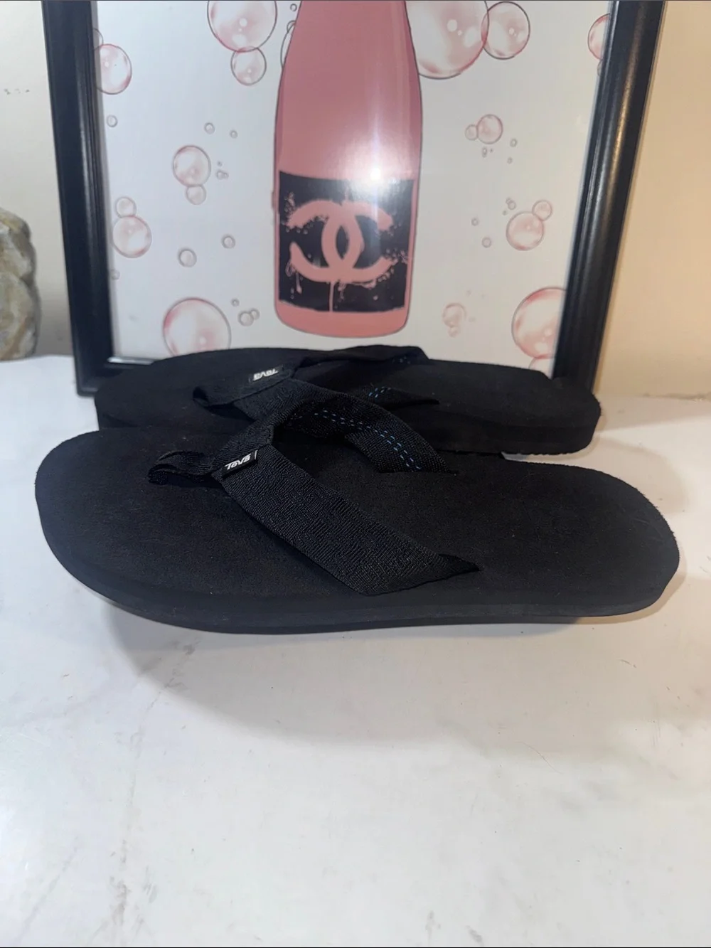 Teva Men's Mush II Black Foam Strap Flip Sandals - Size 11